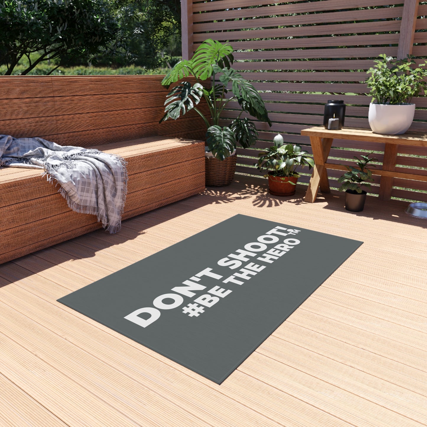 DON'T SHOOT! #BE THE HERO™ OUTDOOR RUG WORLDWIDE SHIPPING
