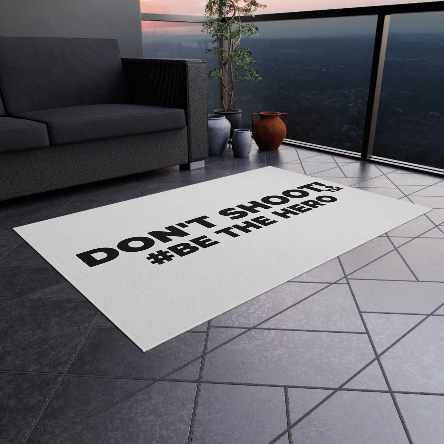 DON'T SHOOT! #BE THE HERO™ OUTDOOR RUG WORLDWIDE SHIPPING