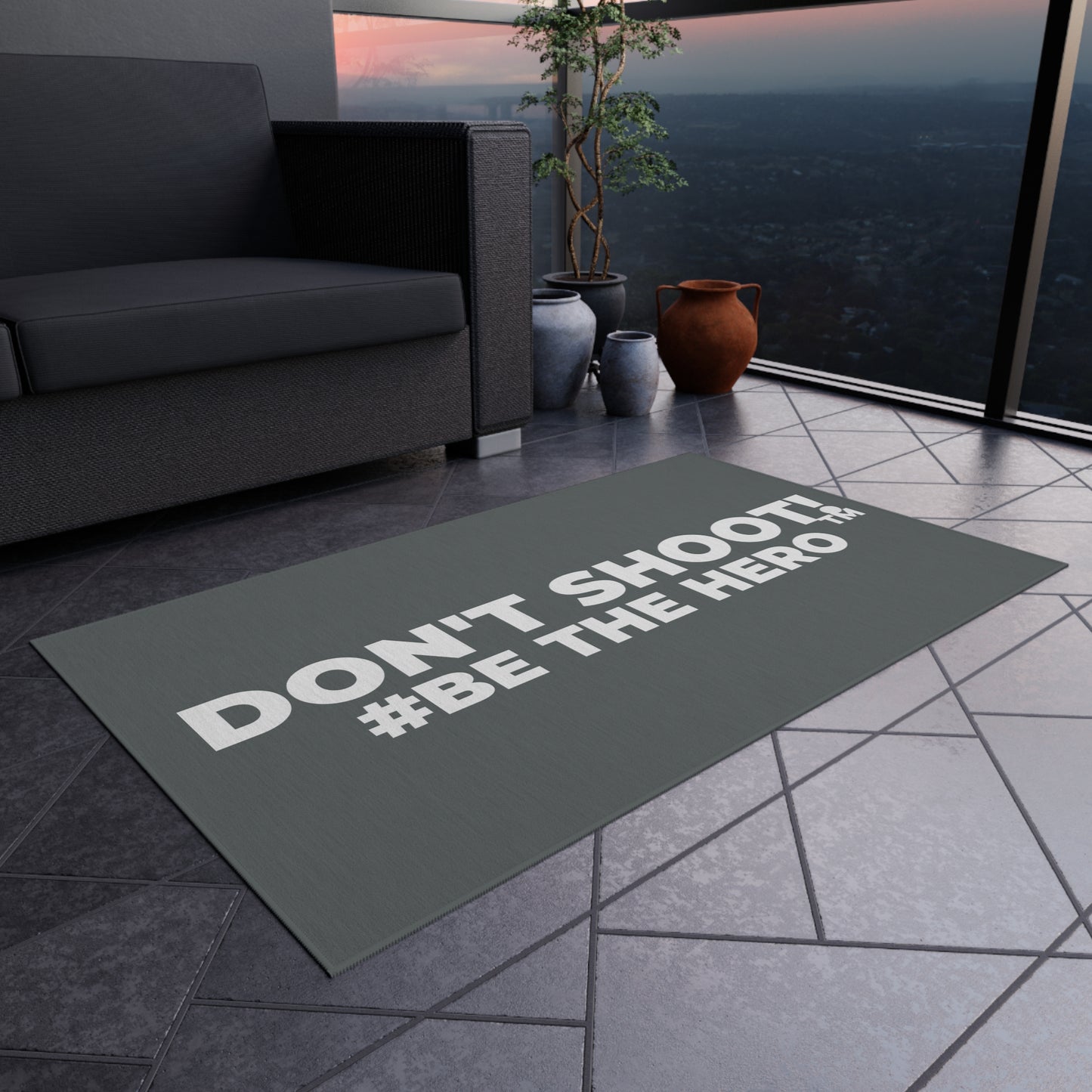 DON'T SHOOT! #BE THE HERO™ OUTDOOR RUG WORLDWIDE SHIPPING
