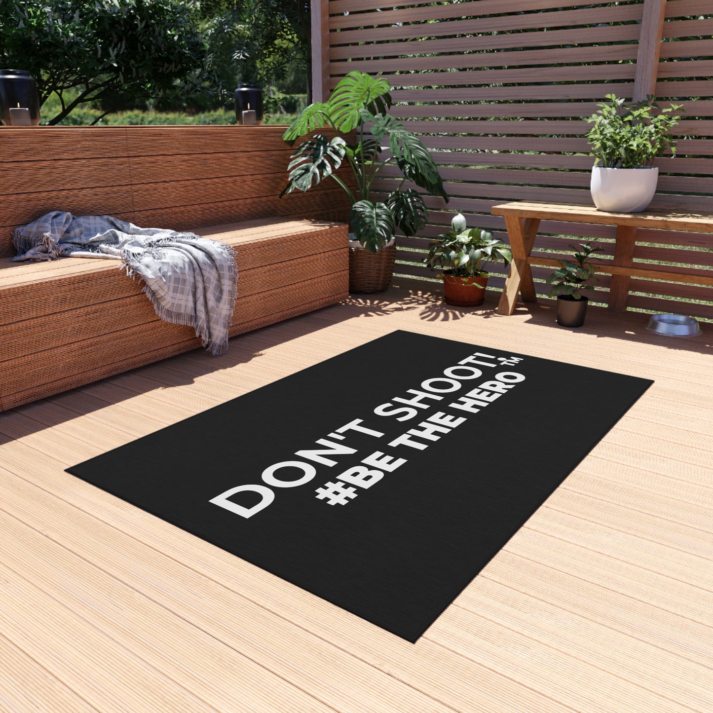 DON'T SHOOT! #BE THE HERO™ OUTDOOR RUG WORLDWIDE SHIPPING