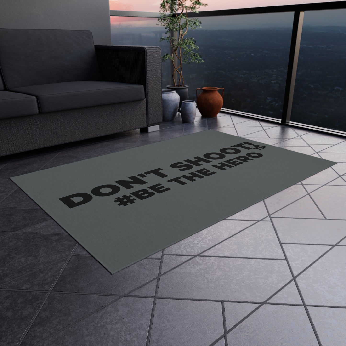DON'T SHOOT! #BE THE HERO™ OUTDOOR RUG WORLDWIDE SHIPPING