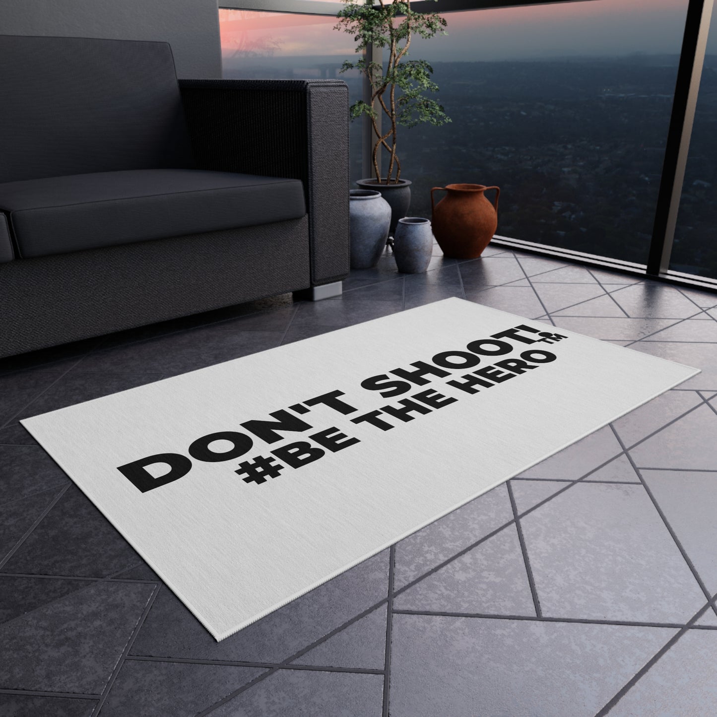 DON'T SHOOT! #BE THE HERO™ OUTDOOR RUG WORLDWIDE SHIPPING