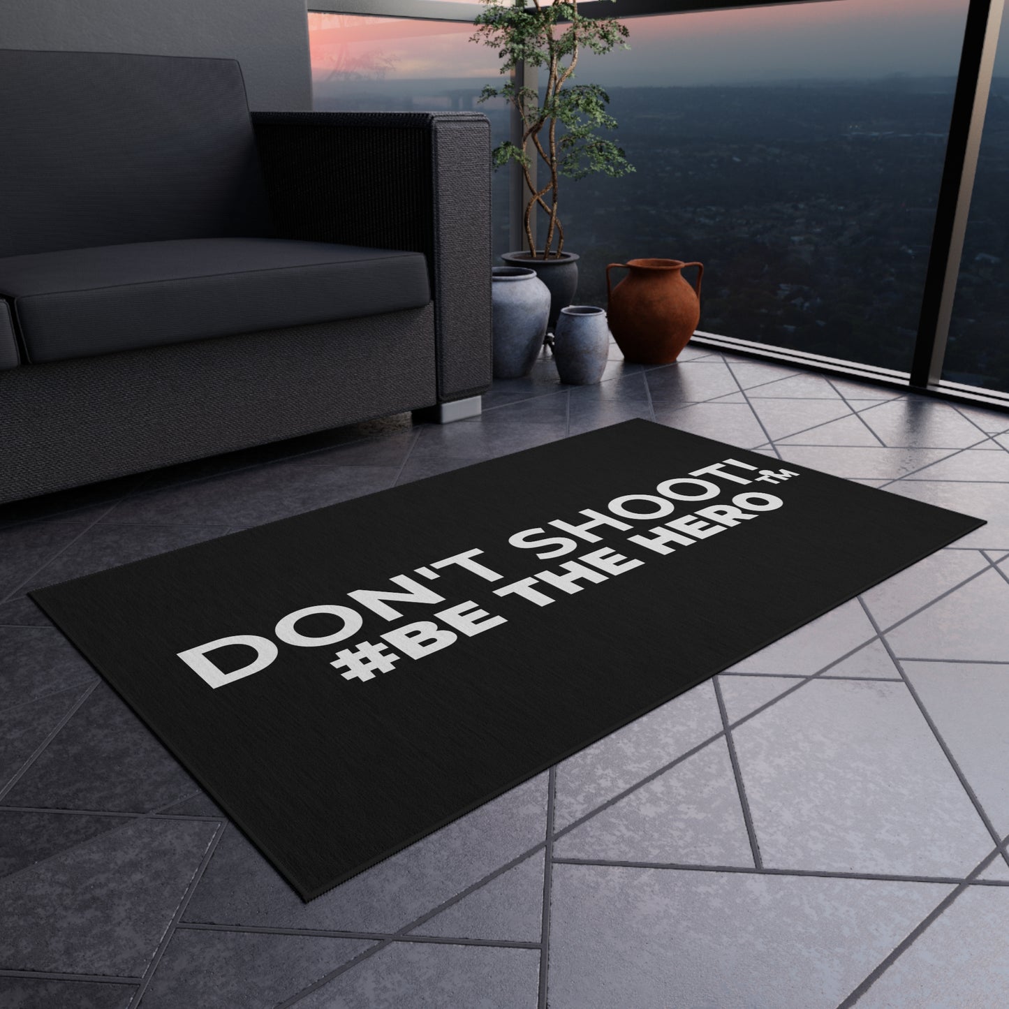 DON'T SHOOT! #BE THE HERO™ OUTDOOR RUG WORLDWIDE SHIPPING