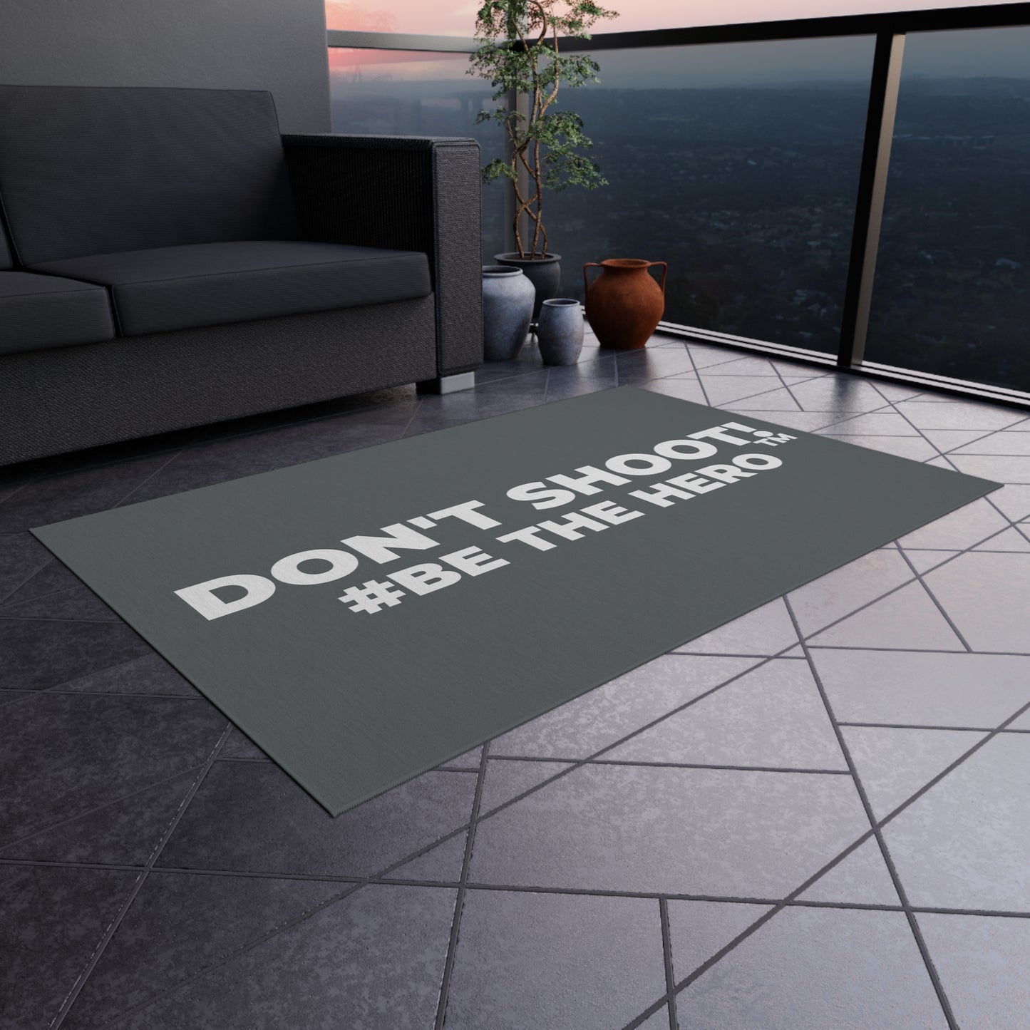 DON'T SHOOT! #BE THE HERO™ OUTDOOR RUG WORLDWIDE SHIPPING