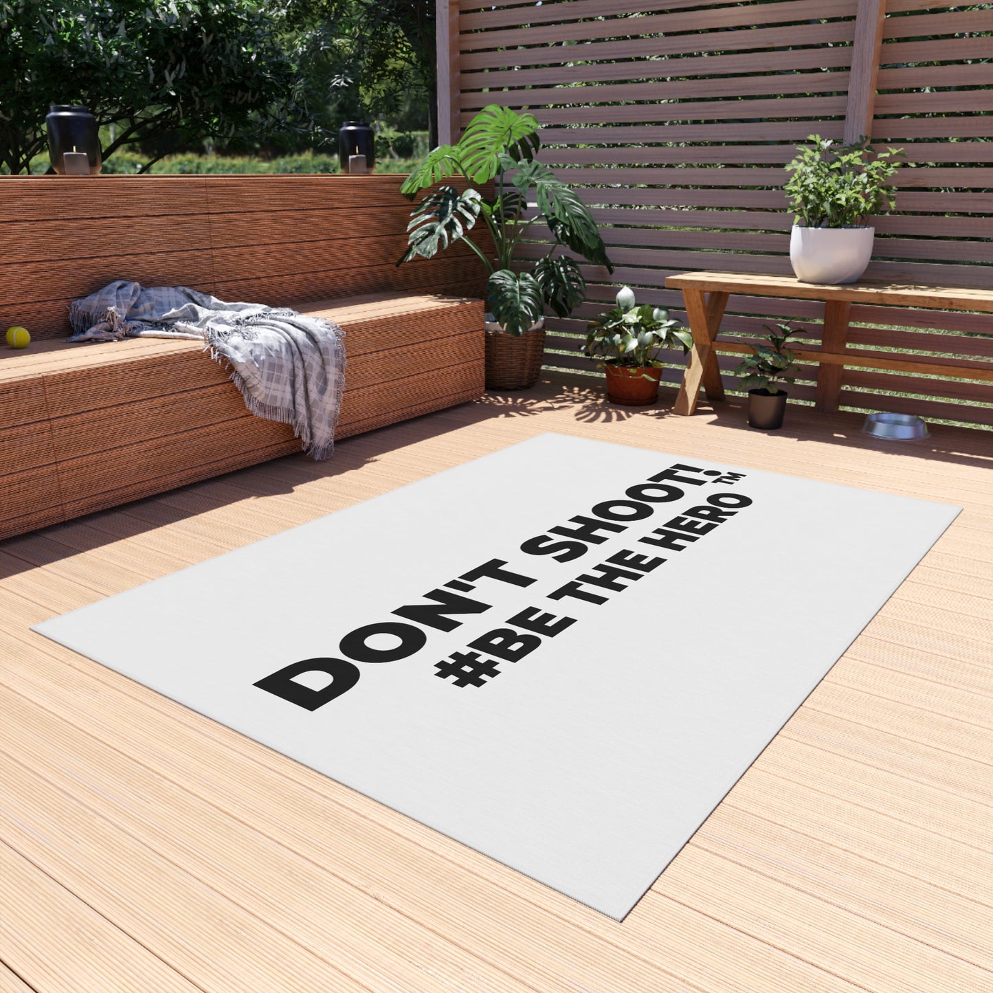 DON'T SHOOT! #BE THE HERO™ OUTDOOR RUG WORLDWIDE SHIPPING