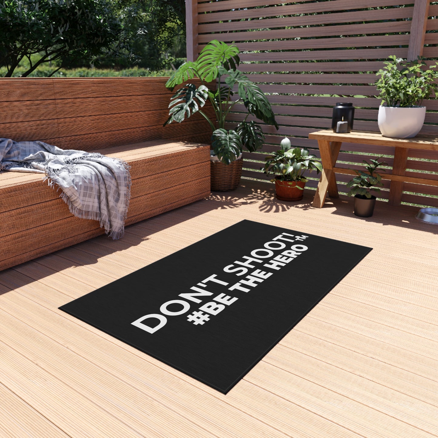 DON'T SHOOT! #BE THE HERO™ OUTDOOR RUG WORLDWIDE SHIPPING