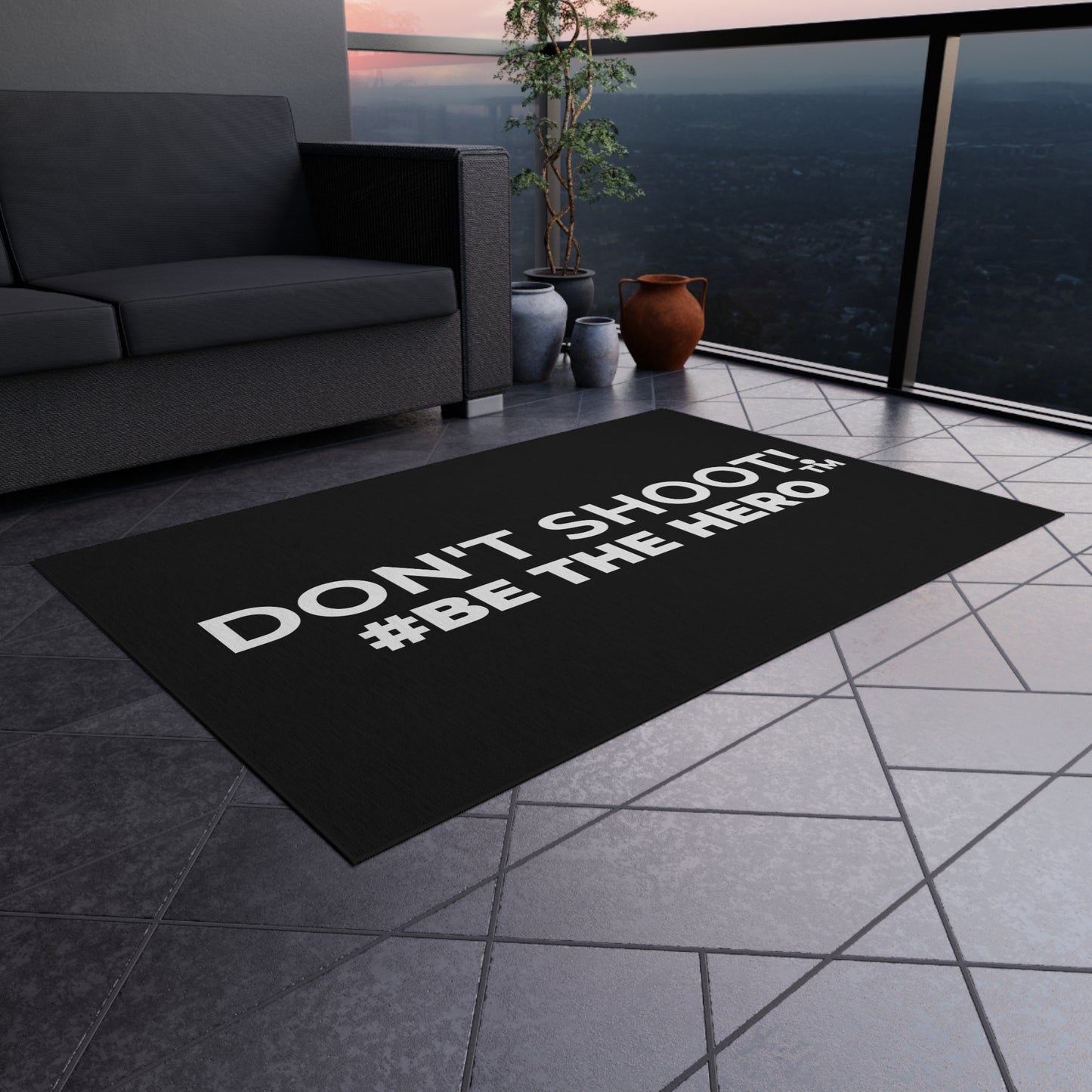 DON'T SHOOT! #BE THE HERO™ OUTDOOR RUG WORLDWIDE SHIPPING