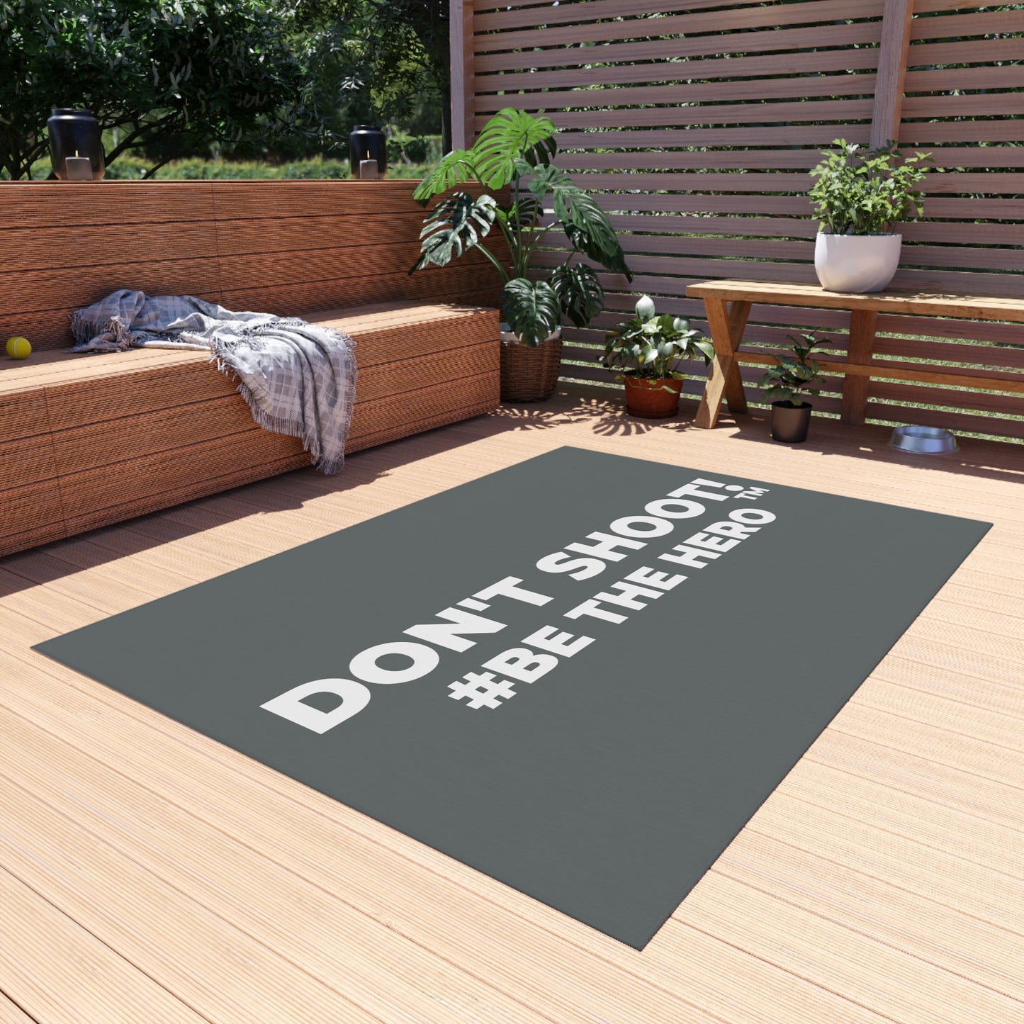 DON'T SHOOT! #BE THE HERO™ OUTDOOR RUG WORLDWIDE SHIPPING