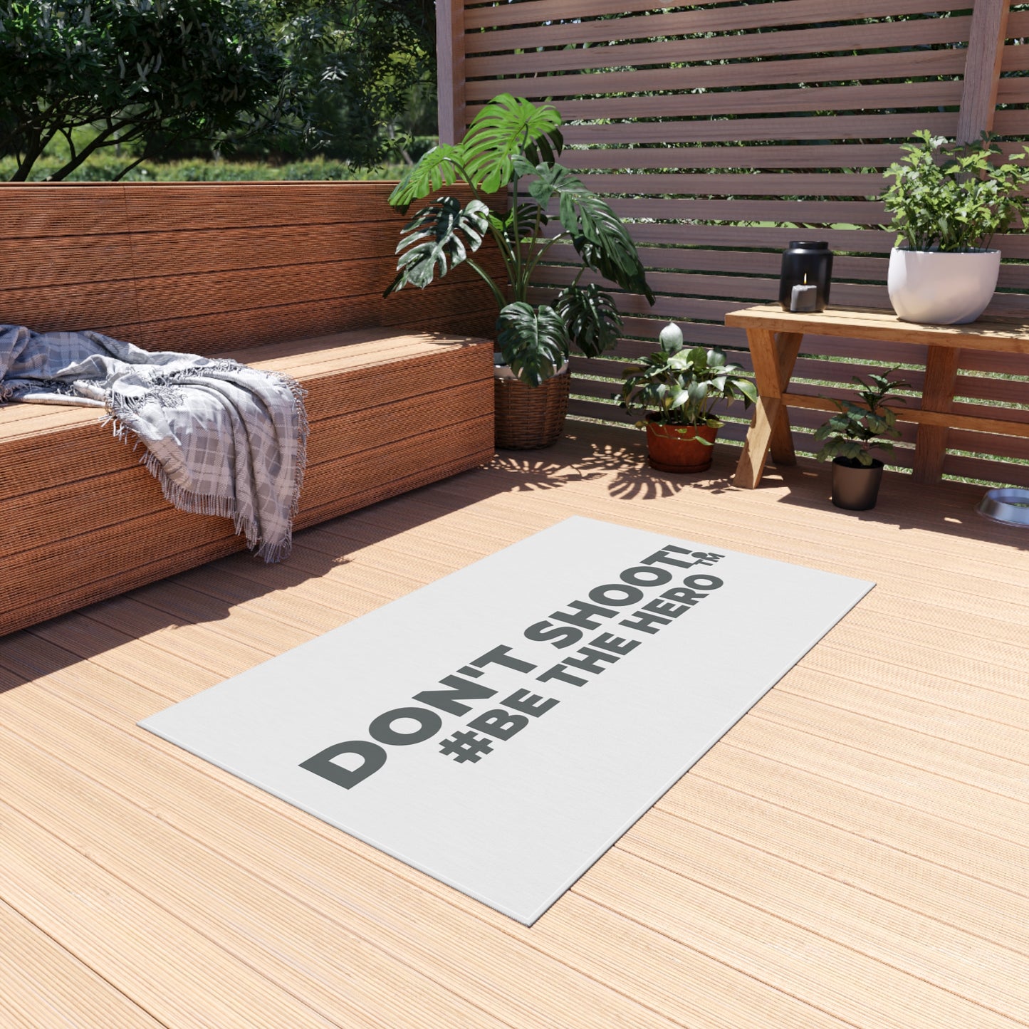 DON'T SHOOT! #BE THE HERO™ OUTDOOR RUG WORLDWIDE SHIPPING